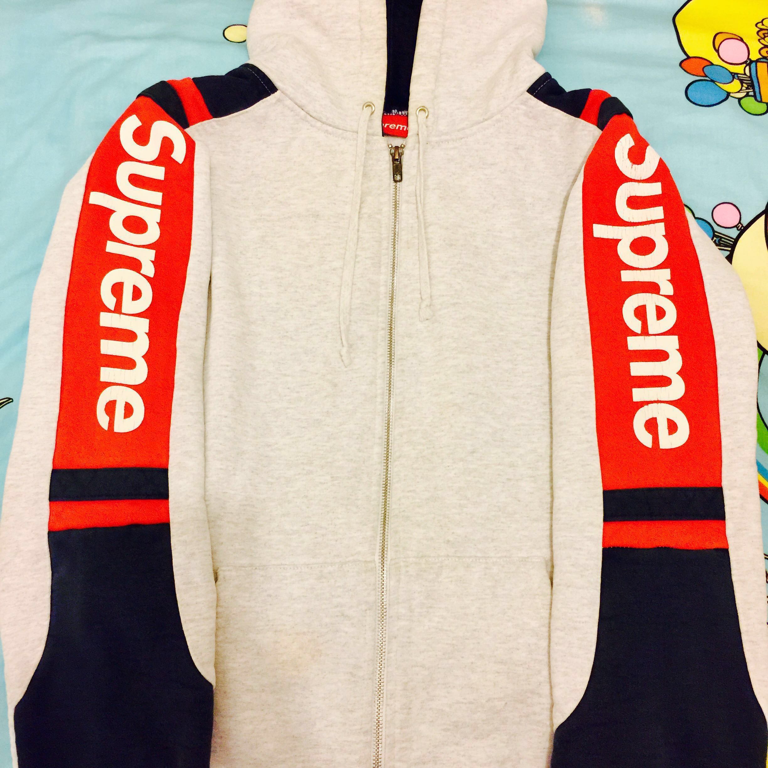 red supreme zip up hoodie