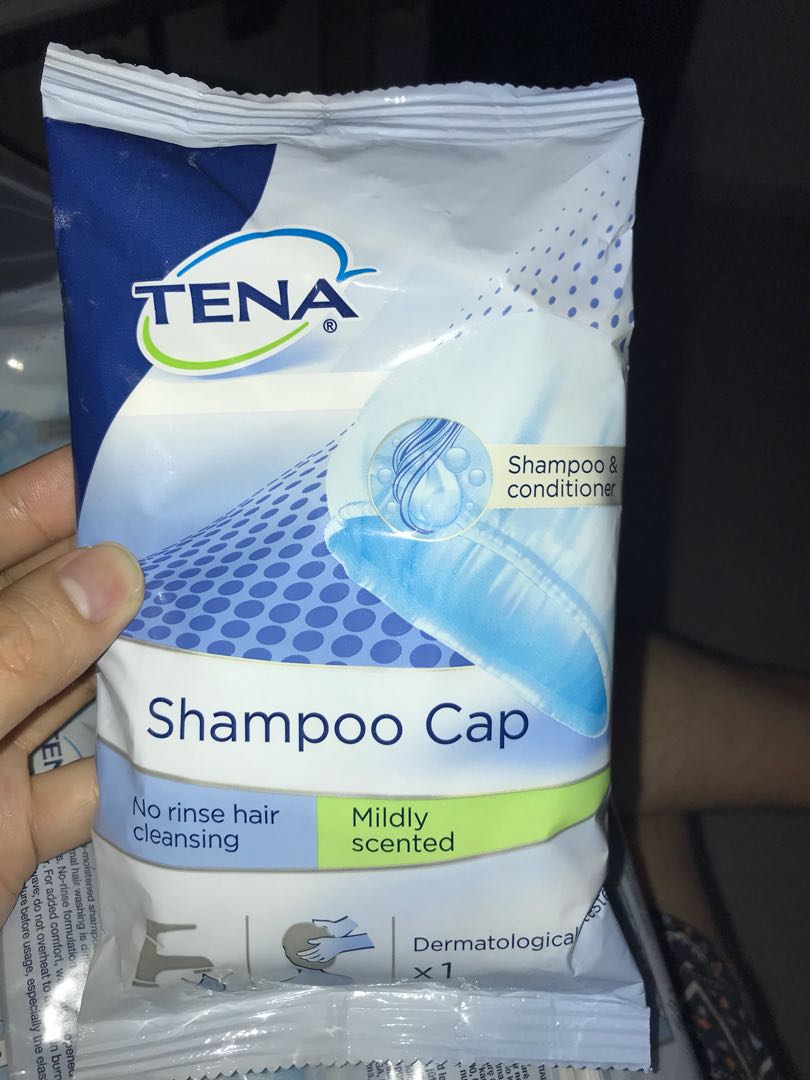 TENA shampoo & conditioning caps, Beauty & Personal Care, Hair on Carousell