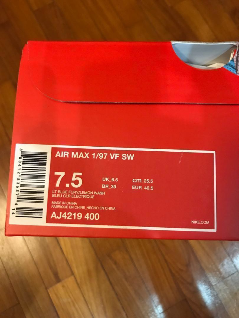US7.5 Nike Air Max 1/97 Sean Wotherspoon, Men's Fashion, Footwear on  Carousell