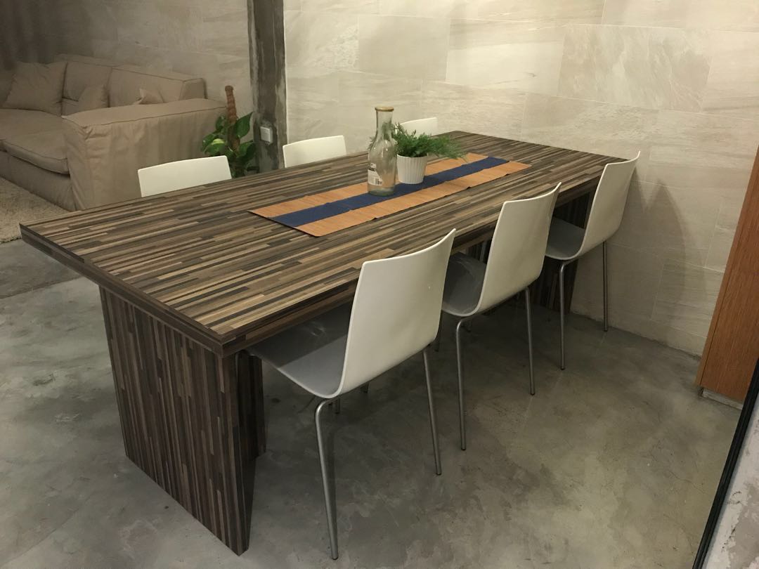 Wooden Dining Table With 6 X Branded Midj Italian Chairs For Fire Wooden Dining Table With 6 X Branded Midj Italian Chairs For Fire