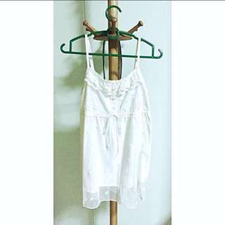 Baby-doll Strap Lace Flower Ribbon Top
