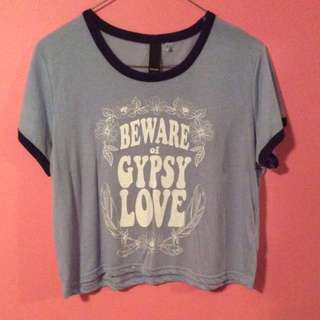 "Beware The Gypsy Love" Slogan Crop Top
