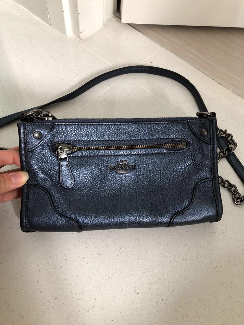 coach blue sling bag