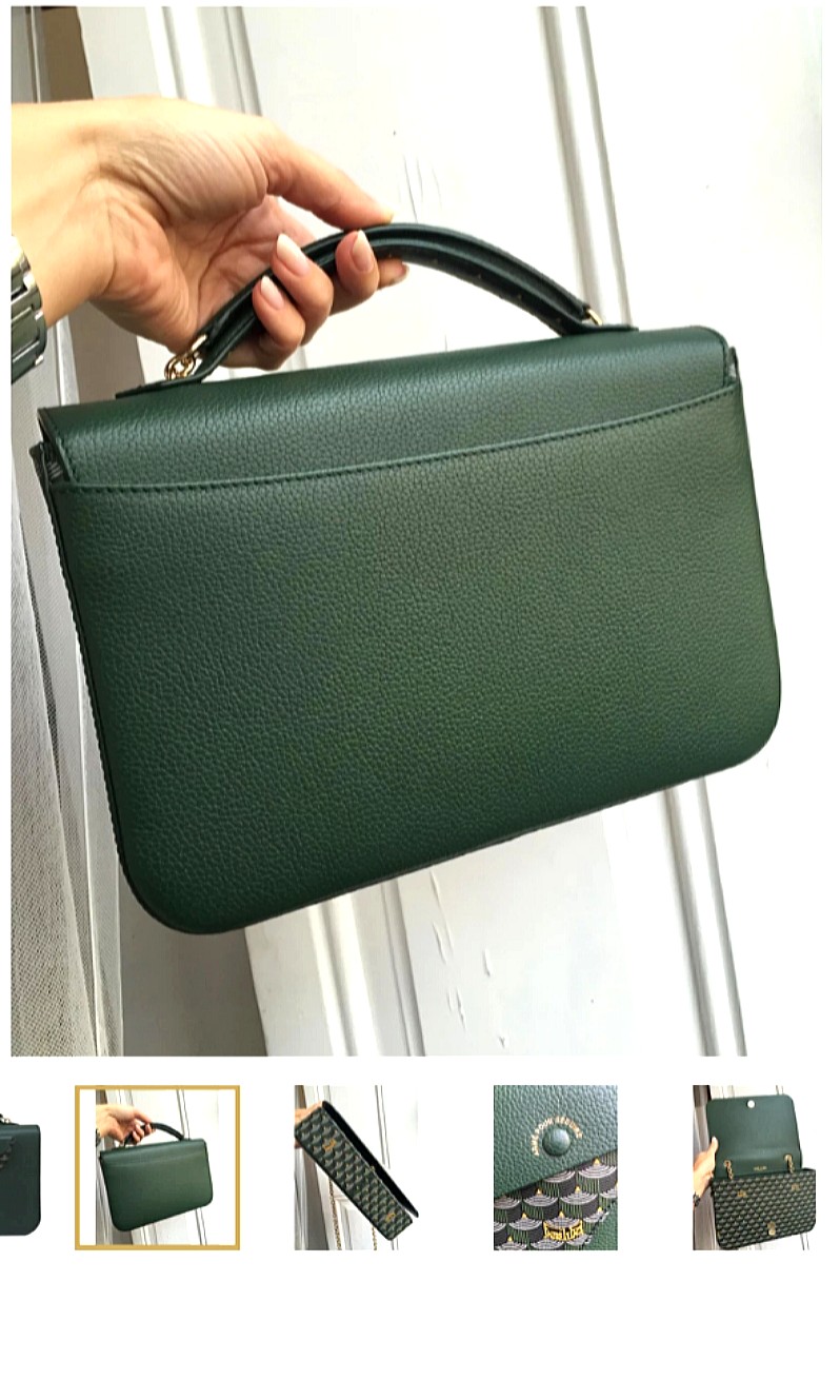 Faure Le Page Olive Green Leather and Coated Canvas Calibre 27 Top Handle  Bag at 1stDibs