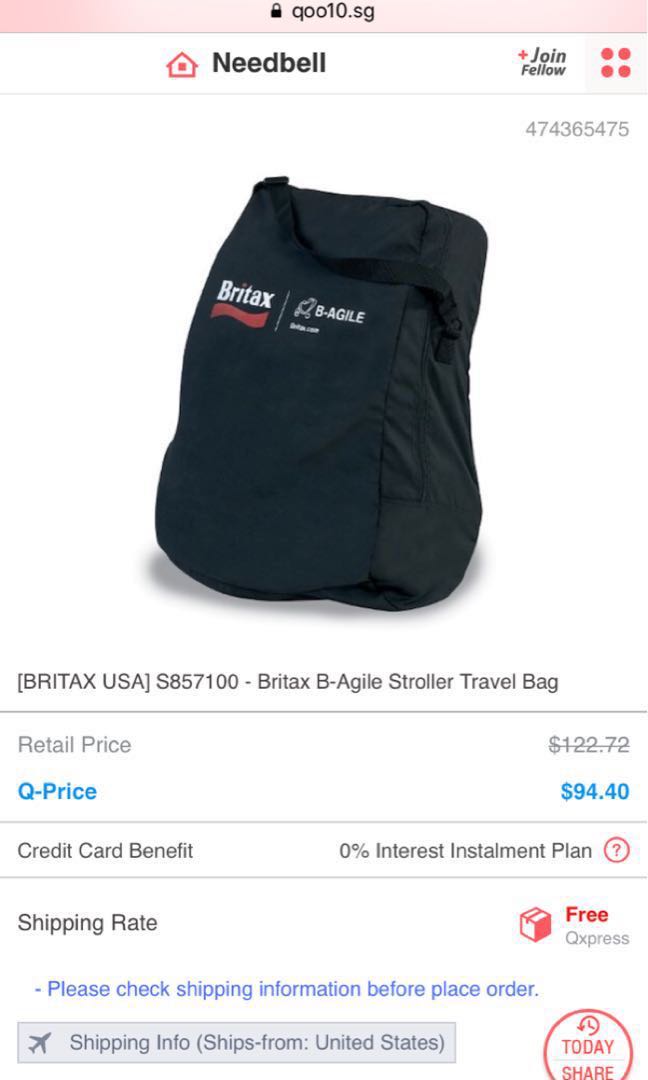 britax b agile travel bag