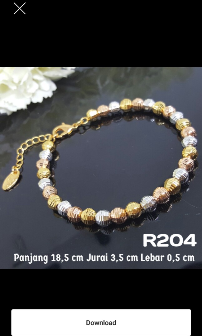 Gelang Cantik Bahan Xuping 3 Kombi Warna Lapis Emas 18 K Fesyen
