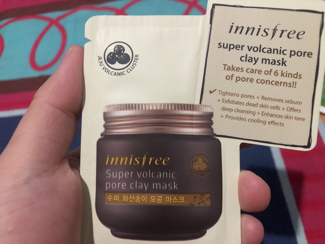 Innisfree Super Volcanic Pore Clay Mask Sample Sachet Kesehatan Kecantikan Kulit Sabun Tubuh Di Carousell