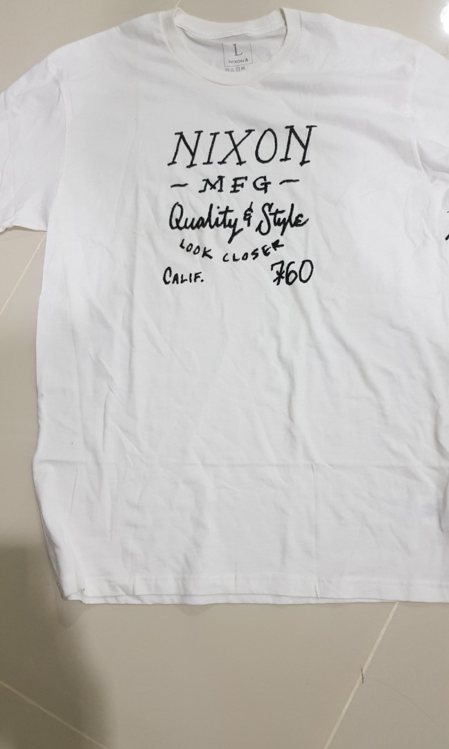 Nixon writing tee made in USA (Category: Tshirts & Polo Shirts) located in Singapore. Submitted by wearware (Listing ID 166967592, Image 1). Description: Made in USA Only $45 Brand new with tags 100% authentic Almost half of retail price.