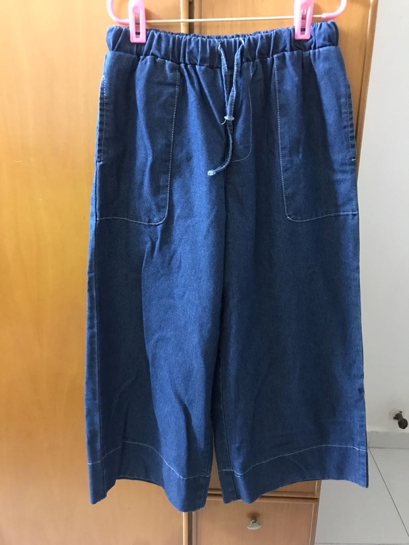 plus size denim culottes
