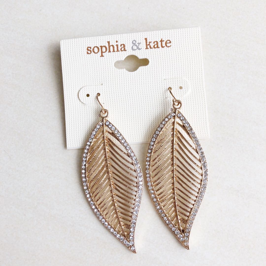 Sophia Kate Golden Leaf Hook Earring Women s Fashion Jewelry Organisers Earrings on Carousell