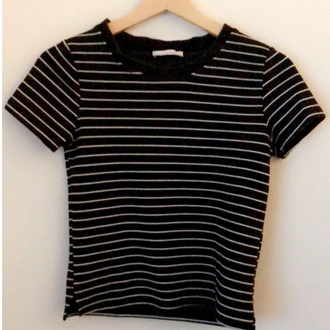 zara black and white striped top
