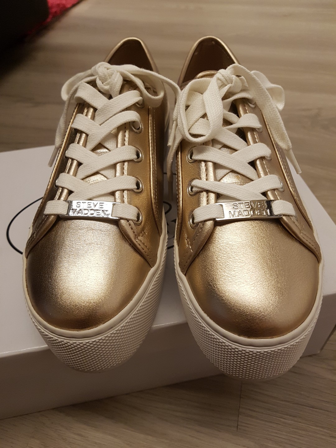 steve madden gold slip ons