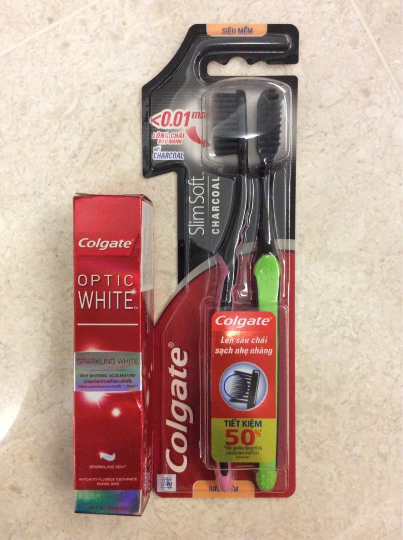 charcoal toothbrush and toothpaste