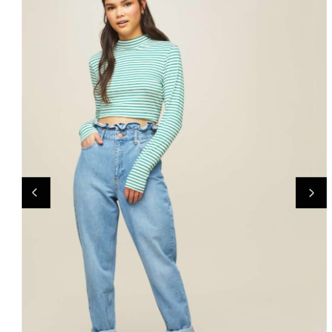 miss selfridge frill top mom jeans