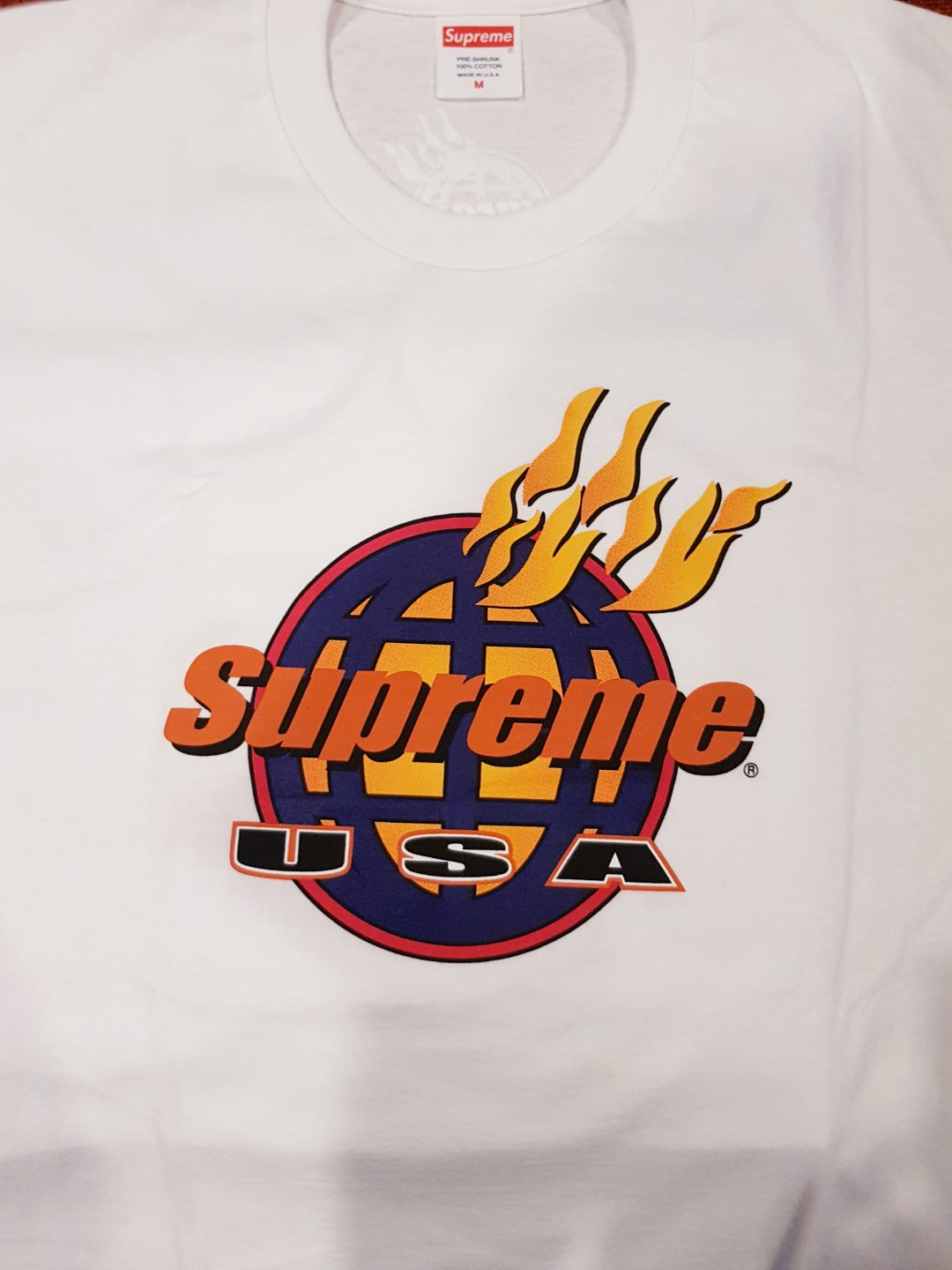 Supreme fire sales tee white