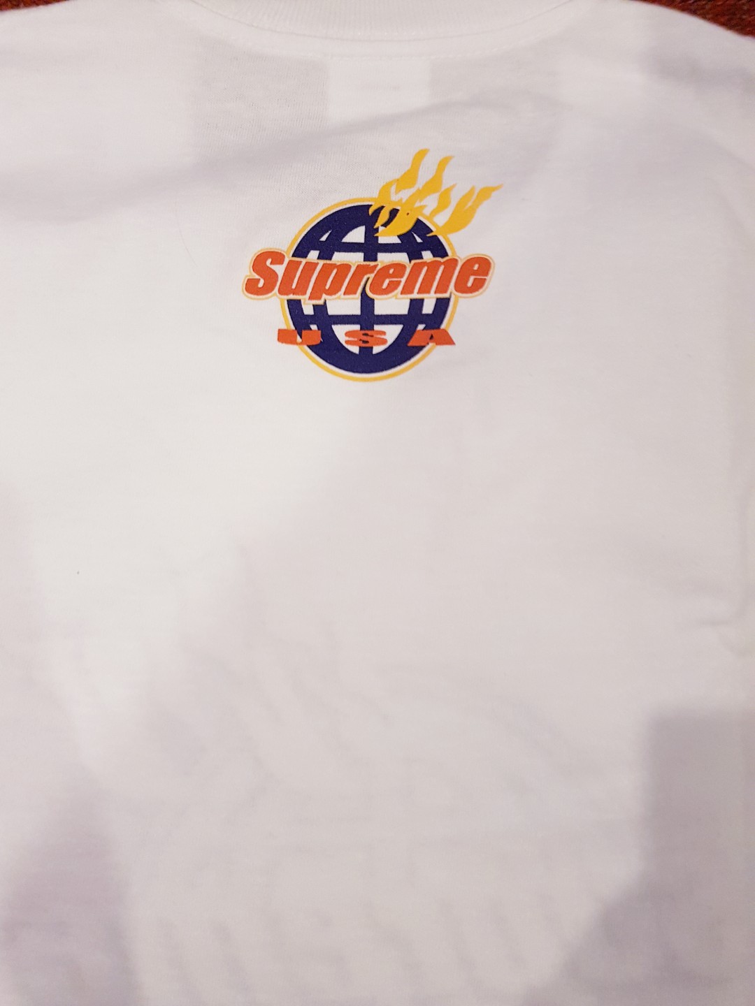 Supreme fire tee shop white