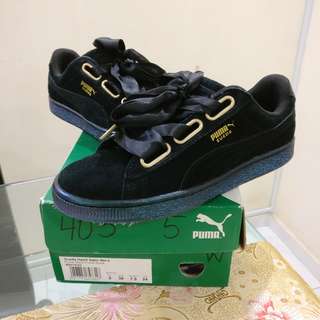 UK5 Womens US7.5 EU38 24cm Puma Suede Heart - Satin Black