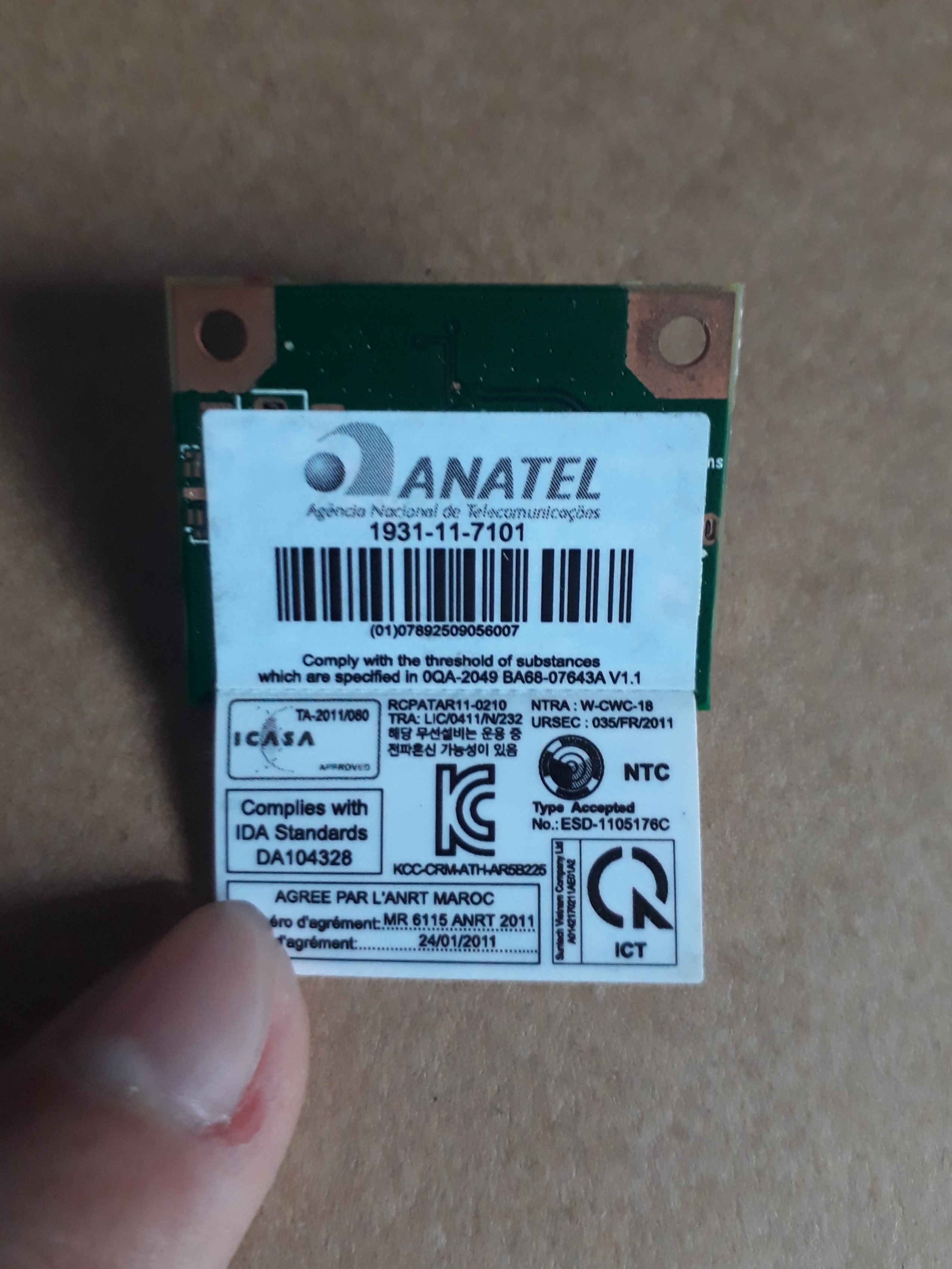 Atheros AR5B225 PCI Wifi card by Samsung, Computers & Tech, Parts ...