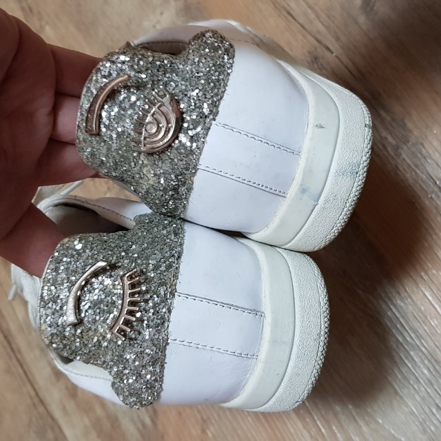 Authentic Chiara Ferragni Roger Glitter Collar Leather Sneakers Women s Fashion Footwear Sneakers on Carousell