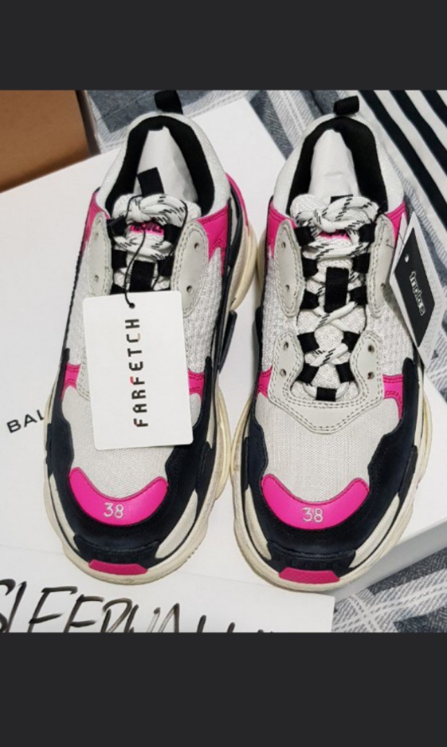 balenciaga triple s pink and black