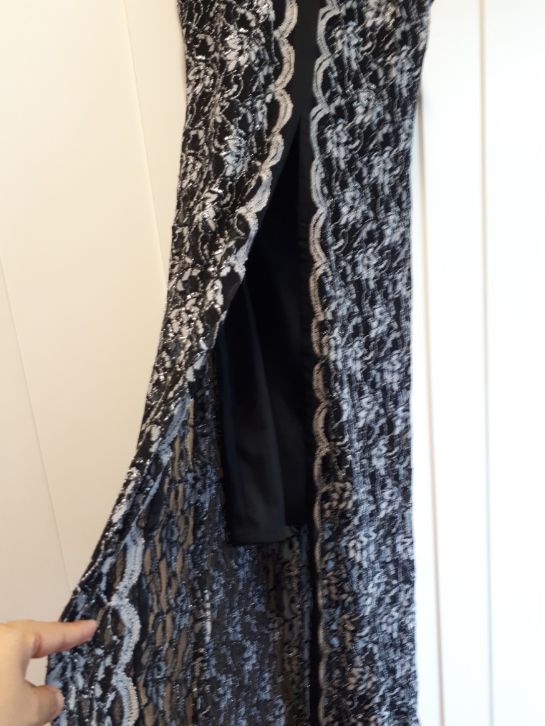 black and silver ball gown