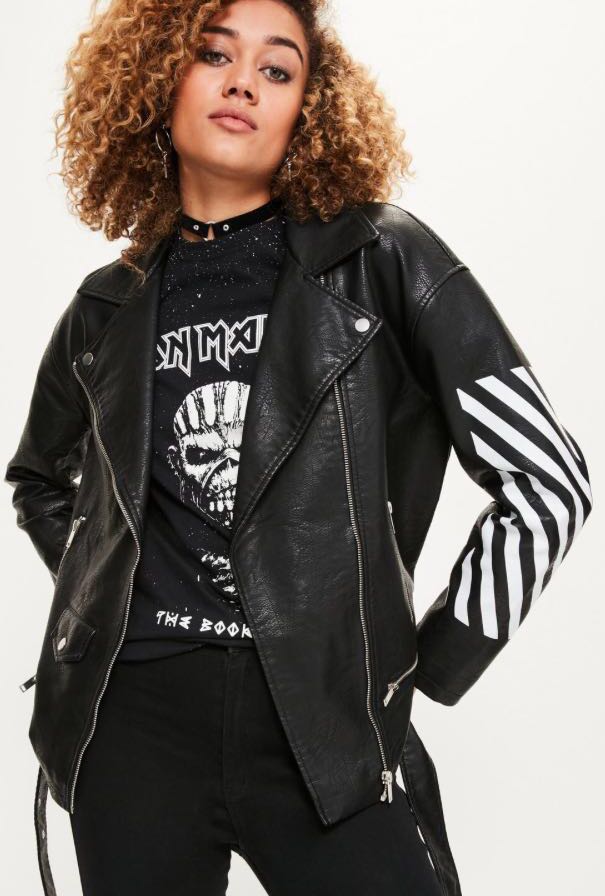 black boyfriend slogan biker jacket Women s Fashion Coats Jackets and Outerwear on Carousell