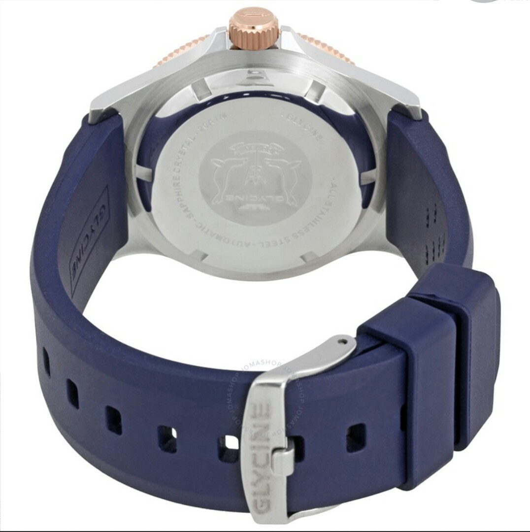 Glycine Combat Sub Automatic Blue Dial Blue Rubber Men s Watch