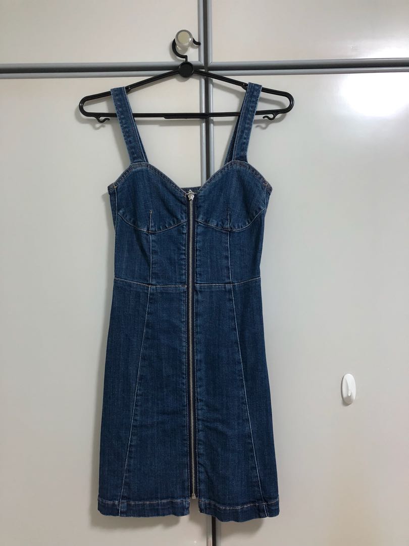 h&m denim zip dress