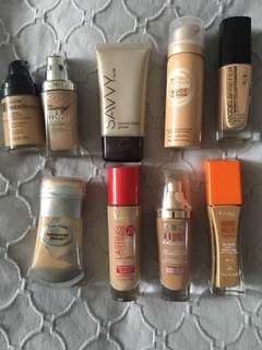 Assorted Foundations, L’Oréal, Rimmel, Revlon, Maybelline