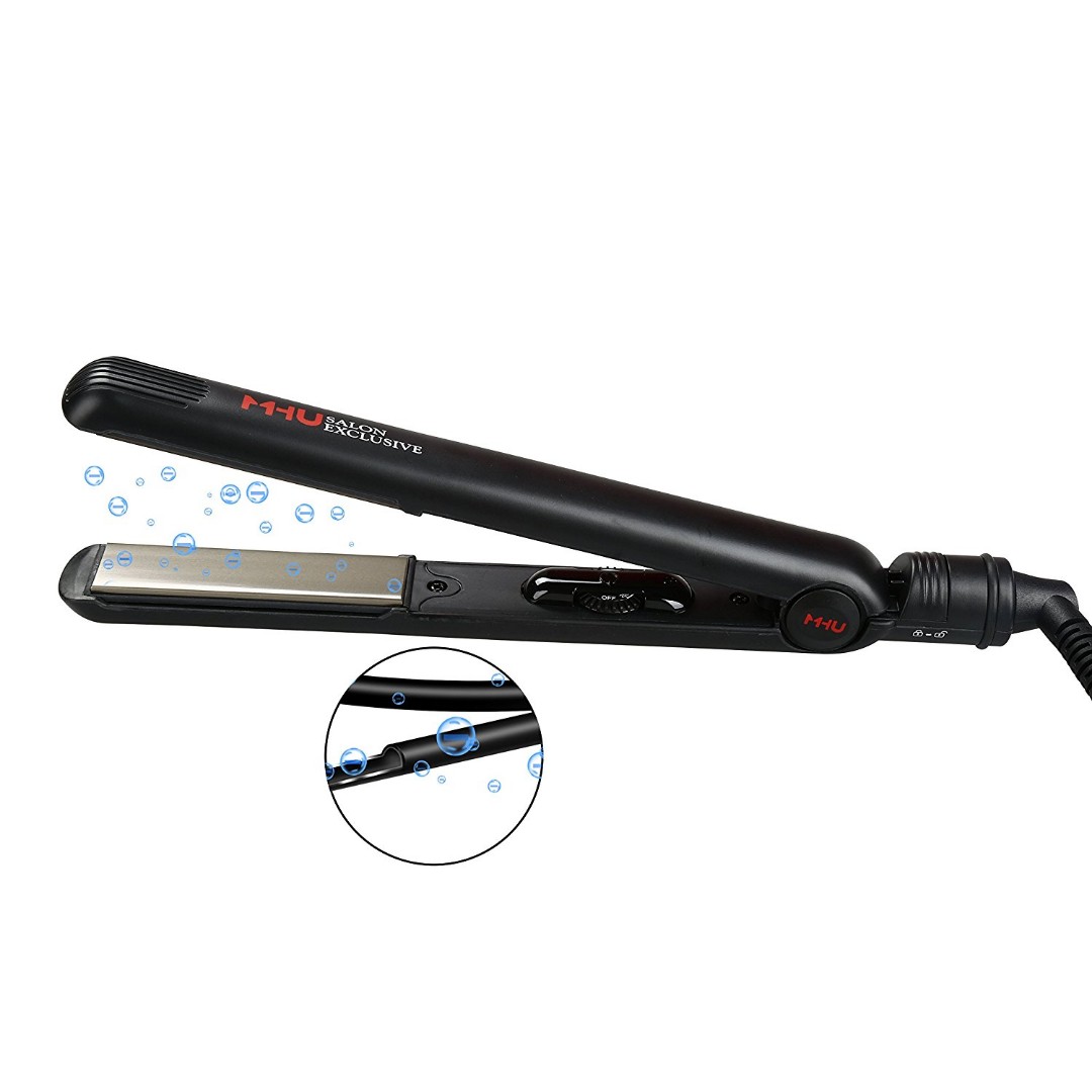 304.MHU Flat Iron 1 Inch Professional Travel Portable Negative Ions Protect Hair Hair Straightener Curler Anti frizz Dual Voltage Salon Floating Titanium Plate Hair Iron Fast Heat Adjustable Temp Blac...