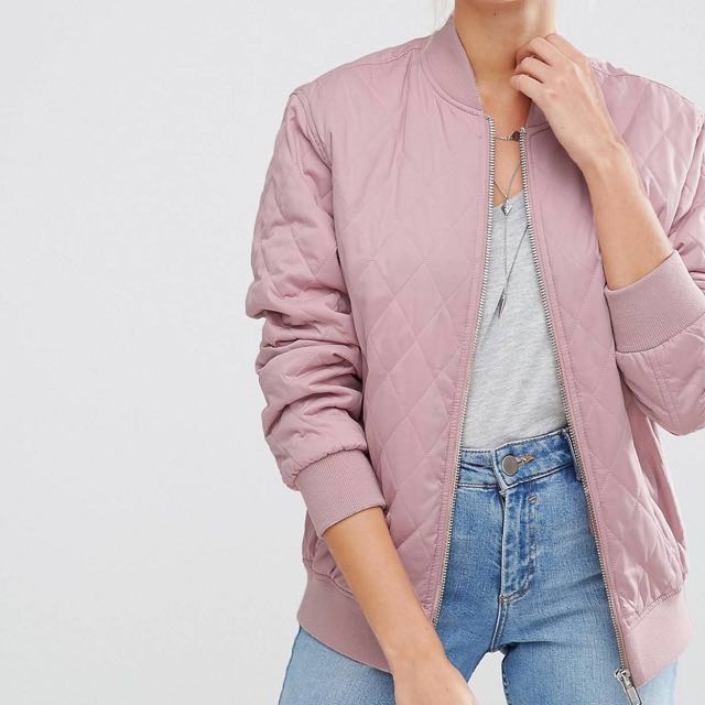 ASOS quilted satin bomber jacket, Women's Fashion, Coats, Jackets and