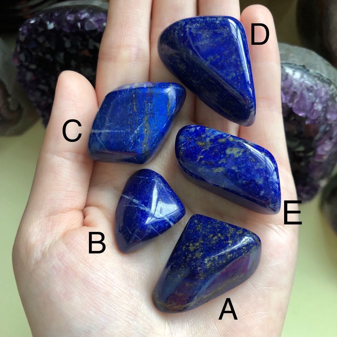 deep blue lapis lazuli polished tumbled stones (medium)