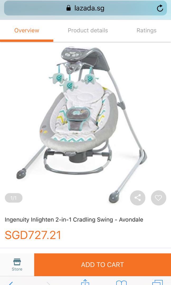 ingenuity inlighten 2 in 1 swing