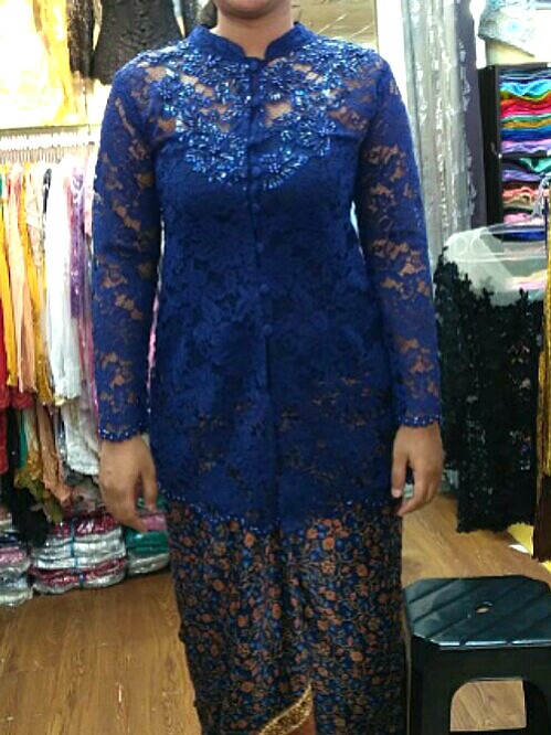 Kebaya Navy Blue Top Fesyen Wanita Pakaian Wanita Atasan Di Carousell