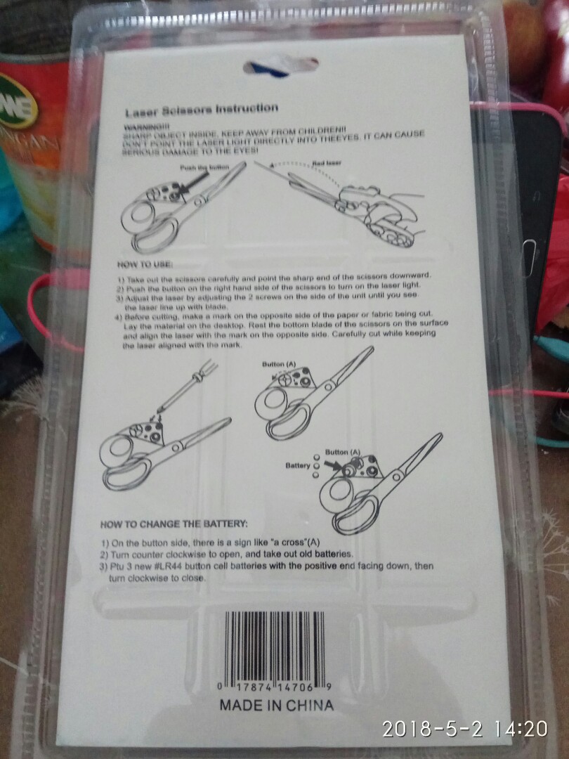 Laser Guided Fabric Scissors Trimmer Sewing Cut Straight Fast Paper