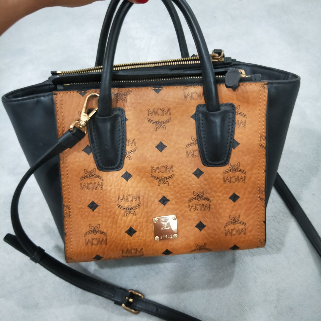 MCM Tote Bag Visetos Kathy Small Double Zip