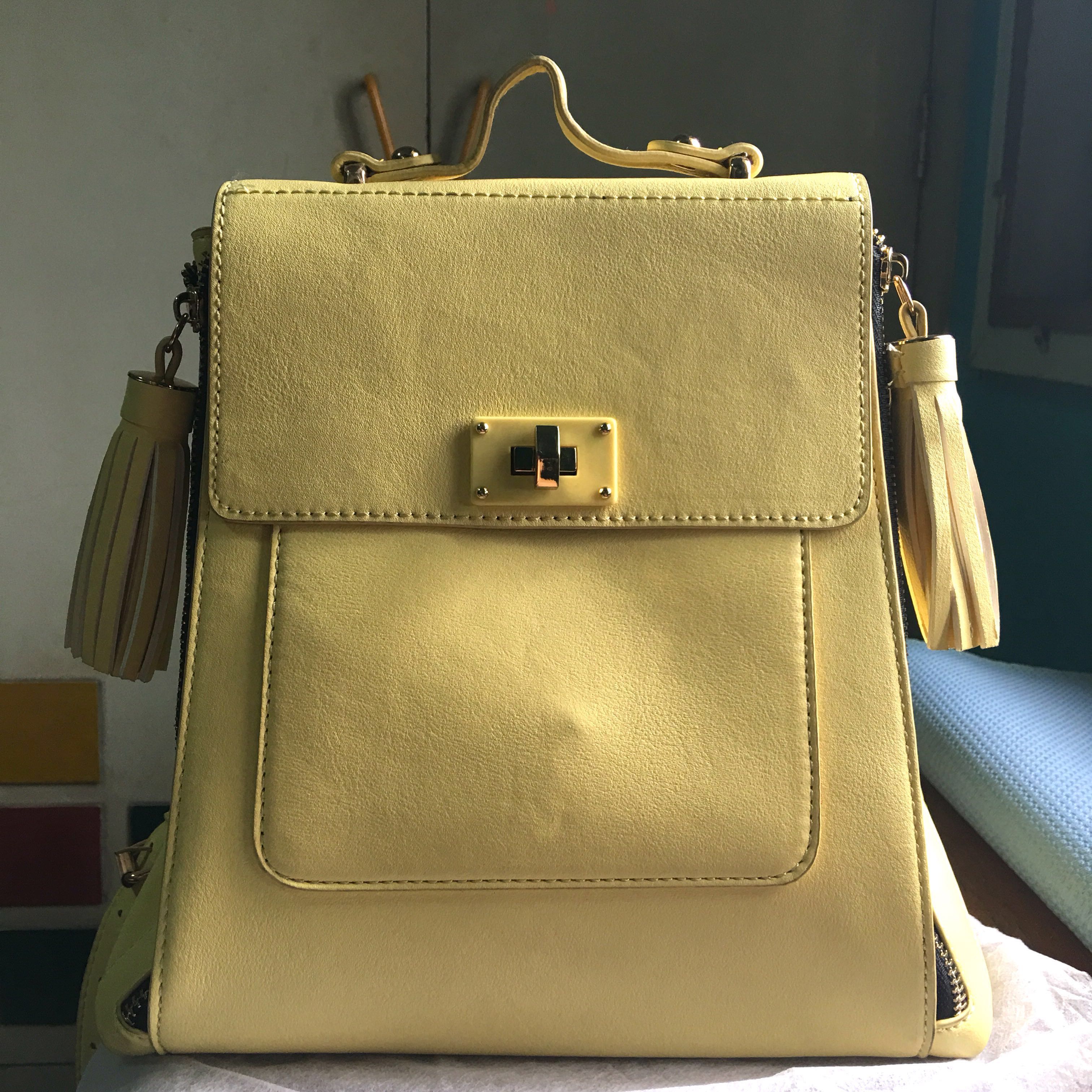 yellow fashion backpack