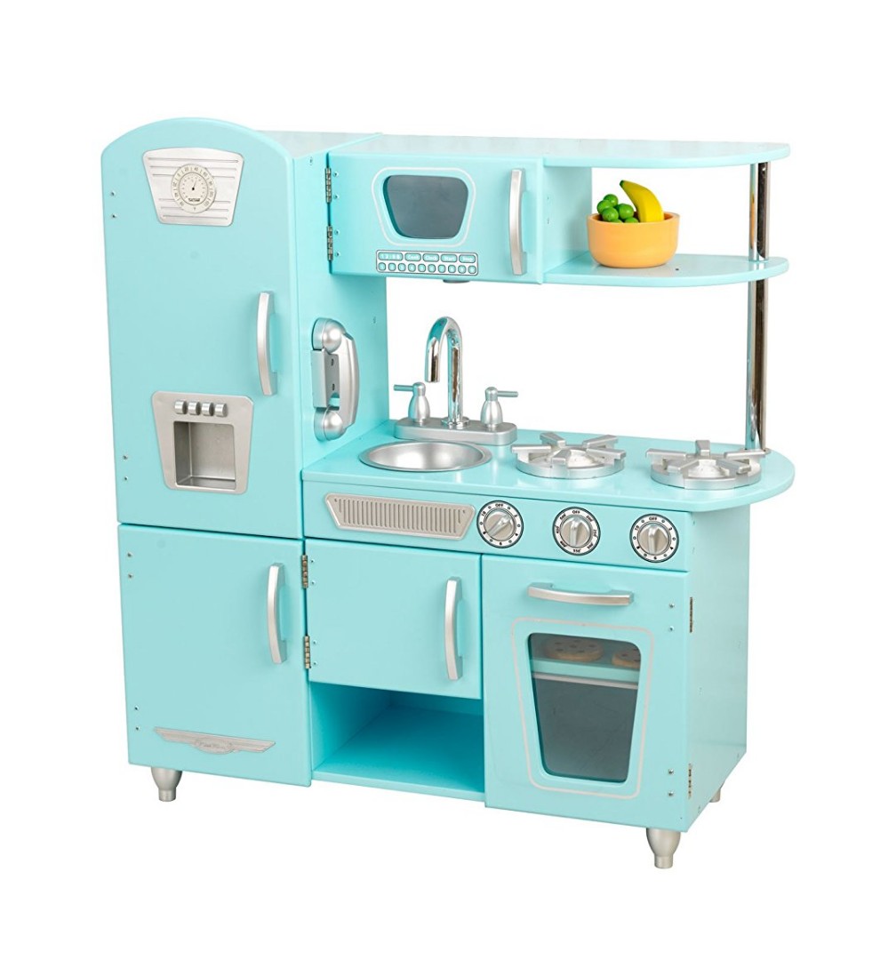 Po Bn Kidkraft Vintage Retro Wooden Kitchen Play Set Aqua