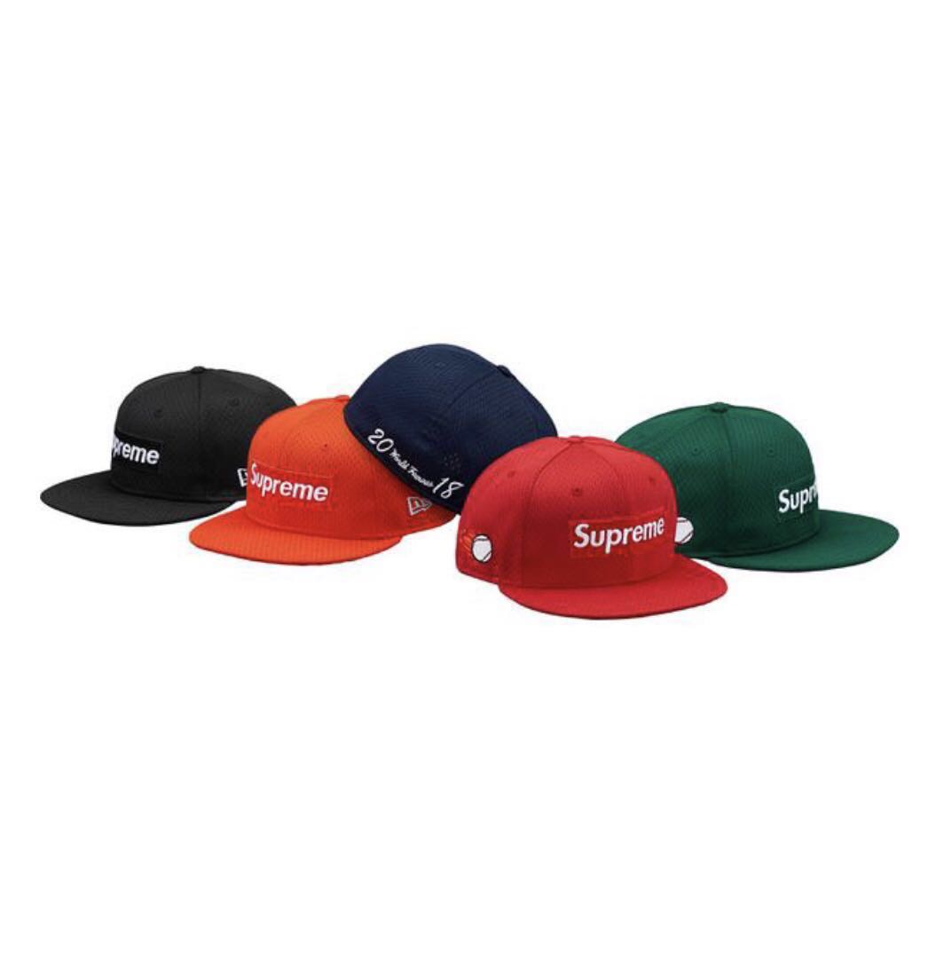 Supreme Mens Cap Mesh Fitted Hat 7-3/8 New Era Red Box Logo