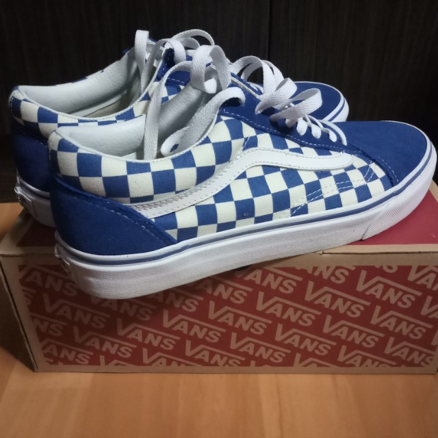 blue and white checkered old skool vans