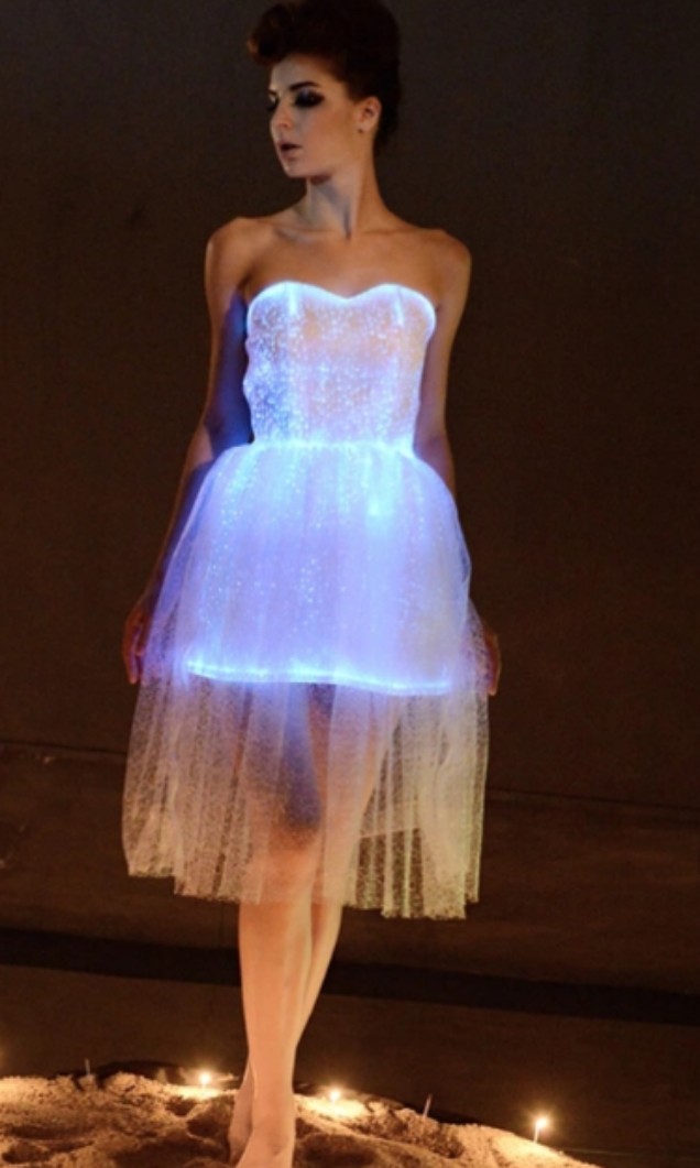 Wedding Gown White Dress Light Up Led Fibre Optic Dress Ultra