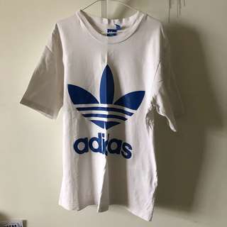 爱迪达 adidas original 三叶草 大logo 宽版 经典蓝白 m号