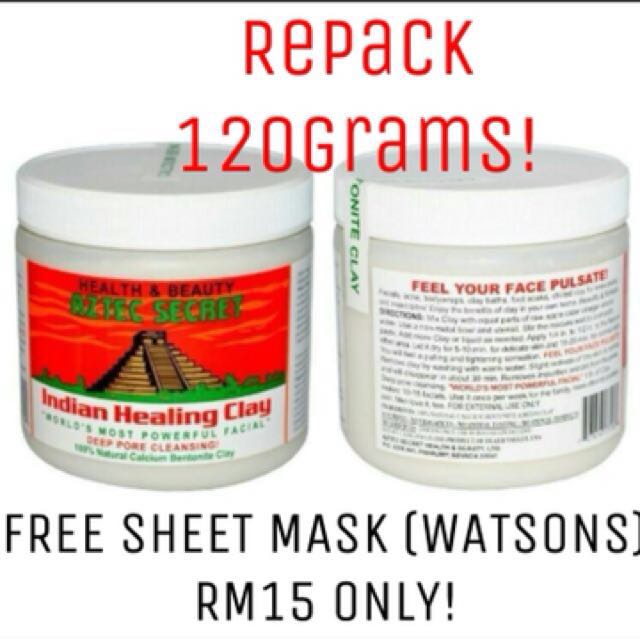 Aztec Secret Indian Healing Clay Free Sheet Mask From Watsons 20under Health Beauty Skin Bath Body On Carousell