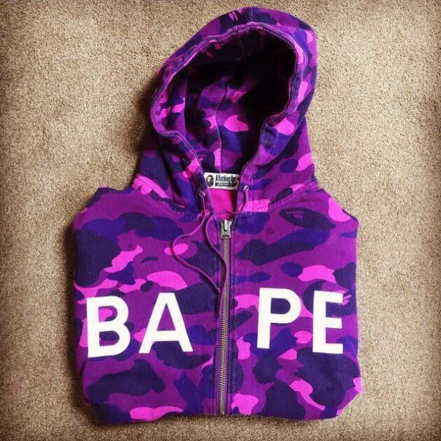 Purple camo bape hoodie hot sale