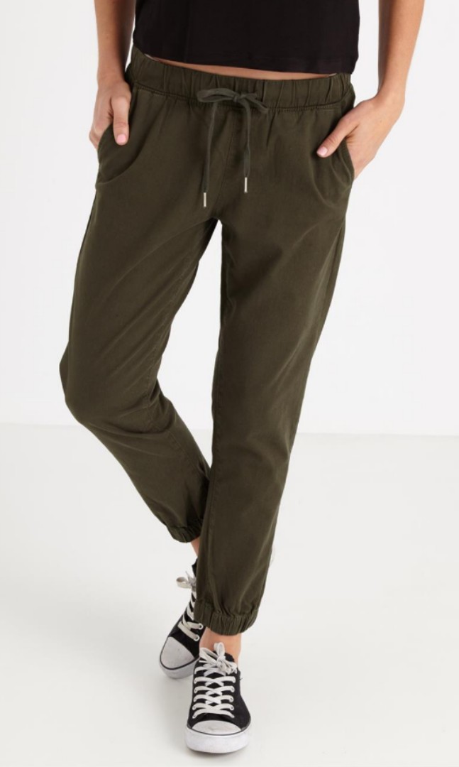 Chino jogger pants top womens