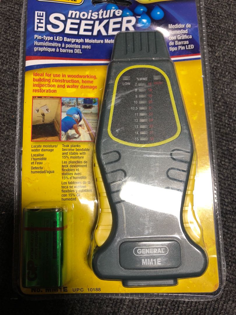 General Tools MM1E Moisture Meter, Pin Type, LED Bar Graph, Furniture