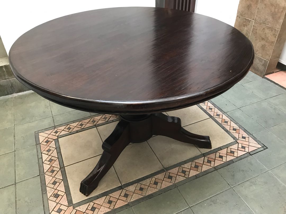 Meja Makan Kayu Jati Bundar Teak Round Dining Table Perabotan Rumah Di Carousell Tentu jenis desainnya pun berbeda, baik desain meja makan, meja kerja, ataupun meja tamu. meja makan kayu jati bundar teak round dining table