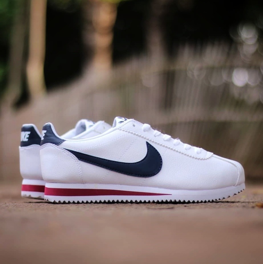 nike cortez white navy