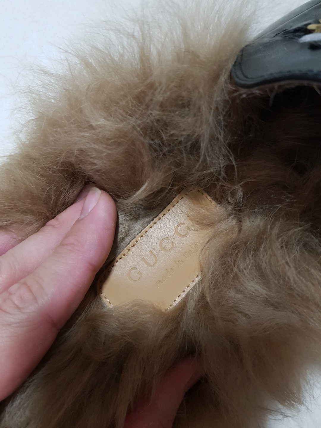 LAST PAIR Princetown fur lined leather slippers INSTOCK