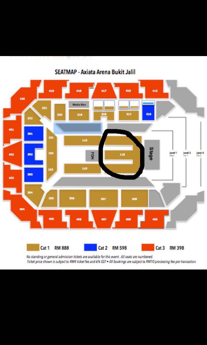 X1 Cat 1 Sec 118 Rr 40 Bruno Mars Malaysia Ticket Tickets Vouchers Event Tickets On Carousell